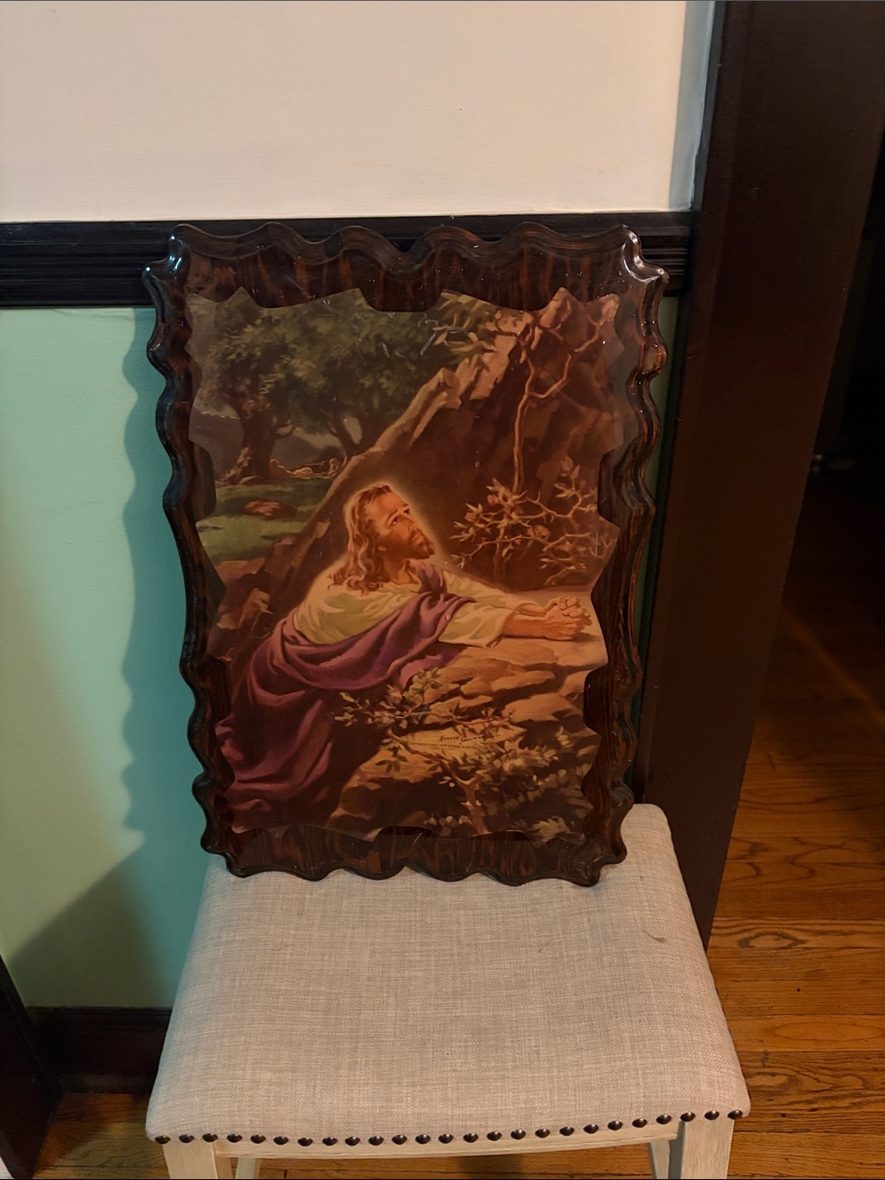 Religious Wall Art Print in Purple and Brown